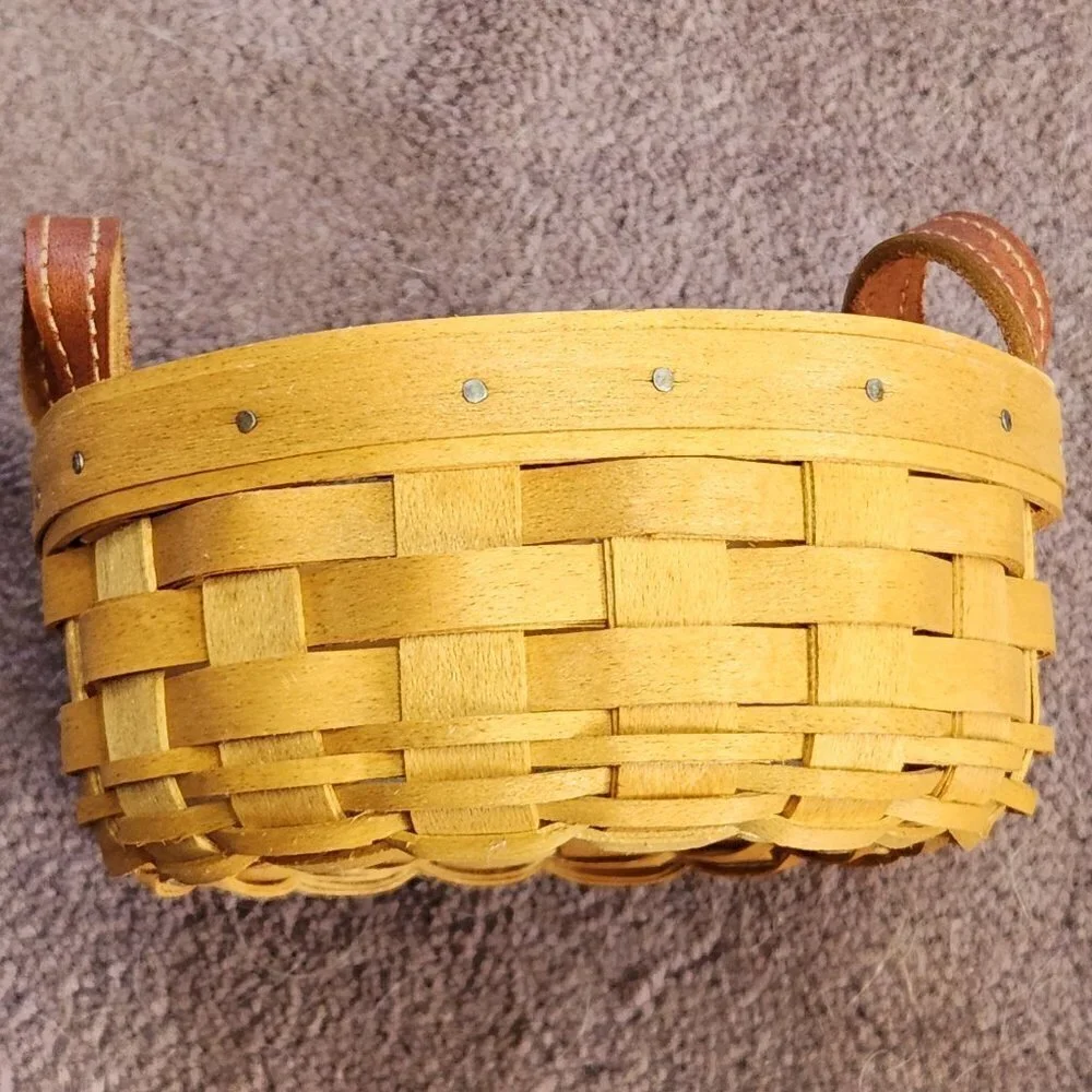 Longaberger Round Utility Basket with Leather Handles